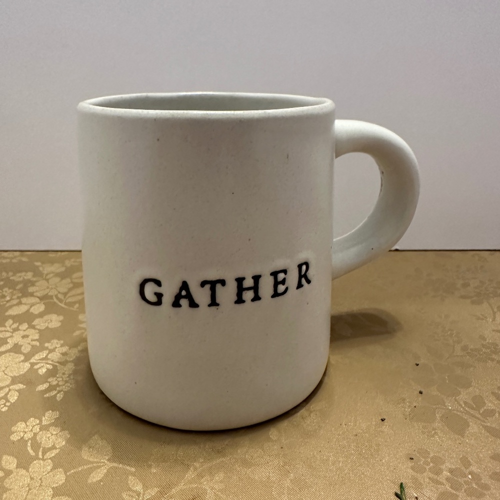 Hearth & Hand Joanna Gaines Magnolia Coffee Mug Embossed  "Gather"